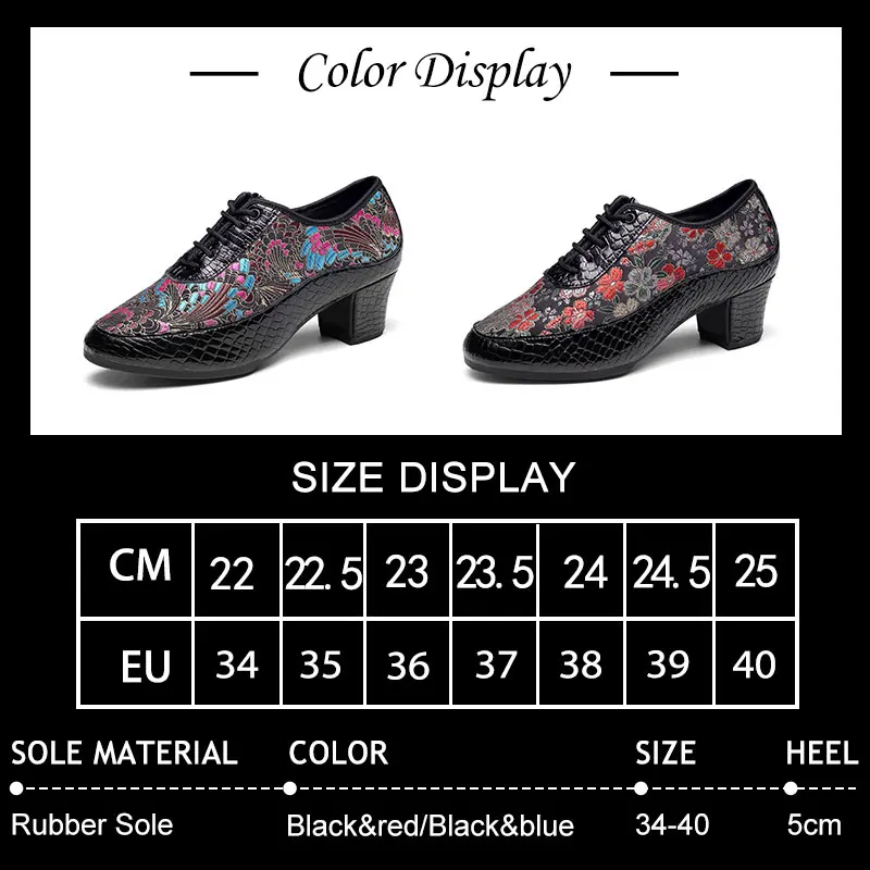 SWDZM New Women Dance Sneakers Ladies Latin Dance Shoes Woman's Ballroom Shoes Tango Embroidered Soft Bottom Dancing Rubber Sole