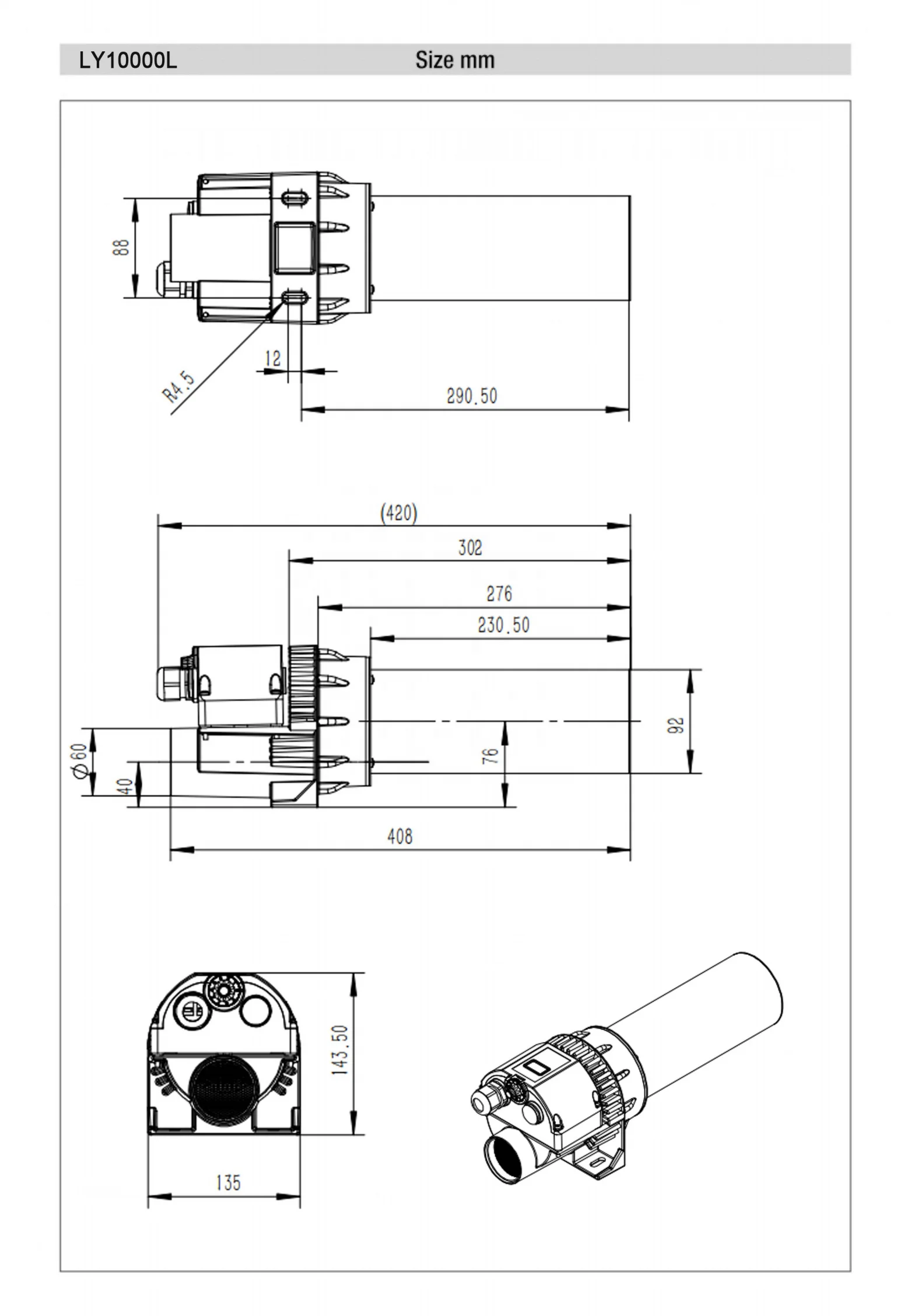 Высокотепловой пистолет Laiyuan 3x400 в 11 кВт 18 промышленный горячего воздуха