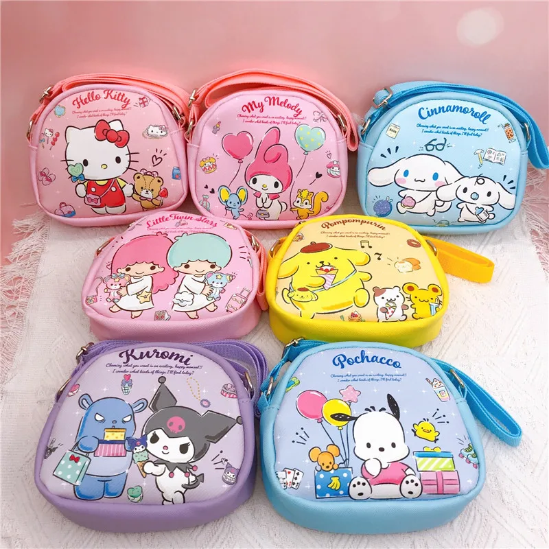 

Kawaii Children's Crossbody Shoulder Bag Kuromi Cinnamoroll My Melody Double Sided Print Small Satchel Bag Kindergarten