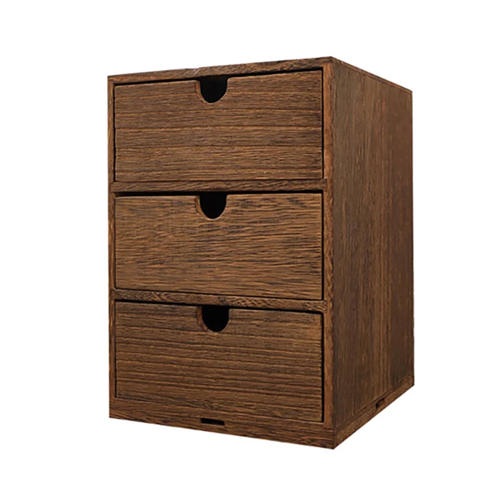 

Wood Organizer Drawers Storage Drawer Desk Jewelry Box Desktop Wooden Makeup Shelf Table Dresser Cabinet Multi Layer File Rustic