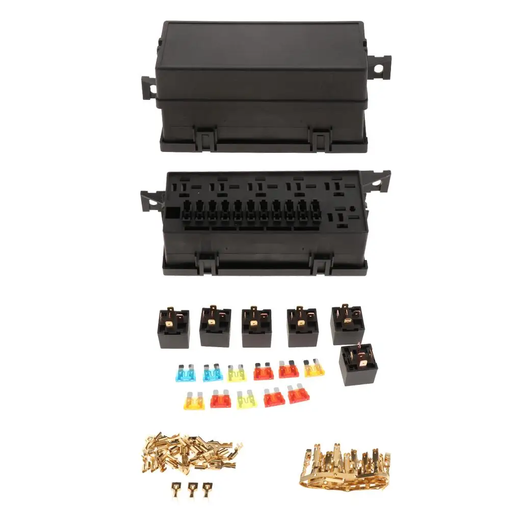 

11 Way Car Fuse Holder Relay Box with Terminals Relays Waterproof Connectors