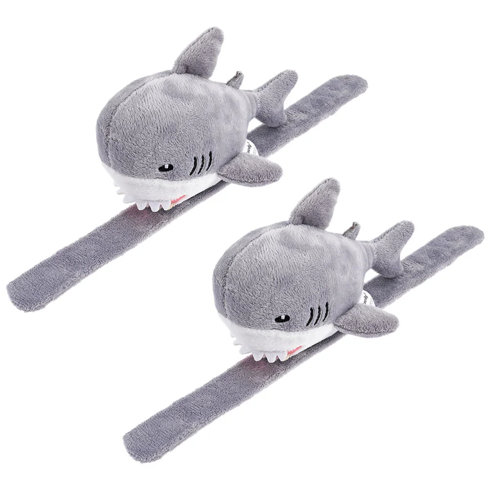 

2 Pcs Wrist Child Bangle Goodie Bag Stuffers Fabric Stuffed Shark Slap Bracelets