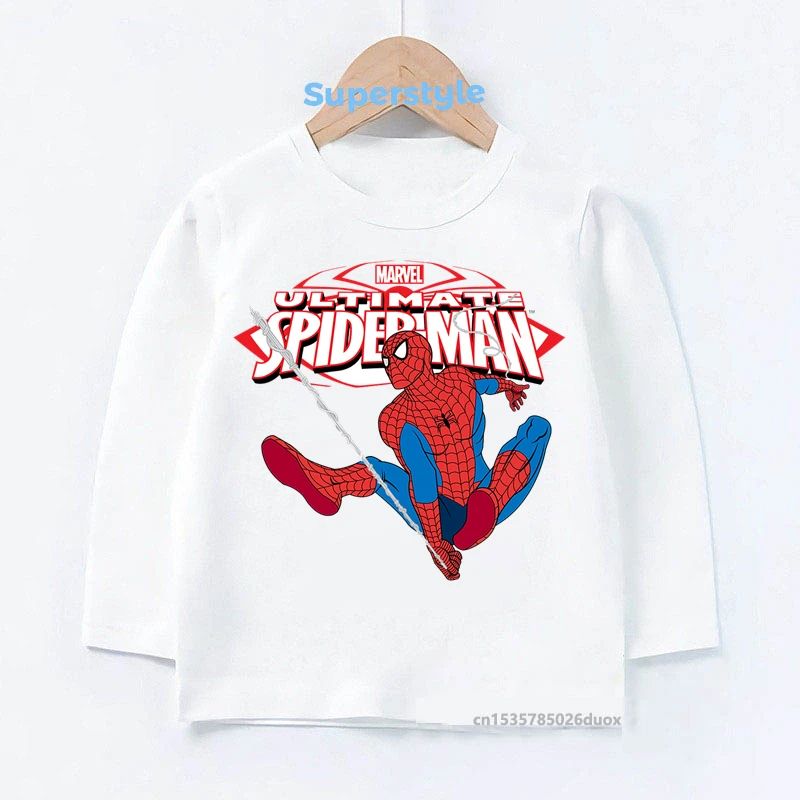 

1-9 Year Marvel Spider-Man Boy Long Sleeve T-shirts Kids Superhero SpiderMan Party Present Clothes Boys Fashion Bottoming Shirt