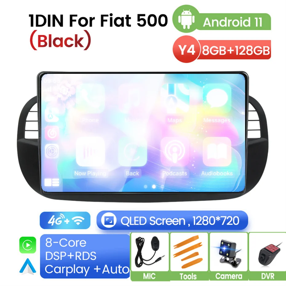 Автомагнитола на Android 11 для FIAT 500 Abarth 2007-2015 мультимедийный плеер стерео автоаудио