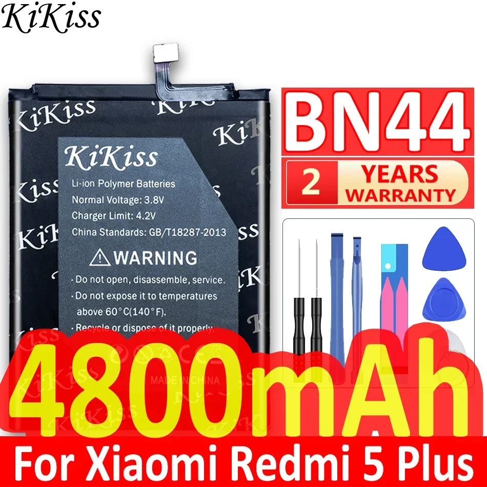Мощный аккумулятор KiKiss 4800 мАч BN44 для Xiaomi Redmi 5 Plus 5Plus