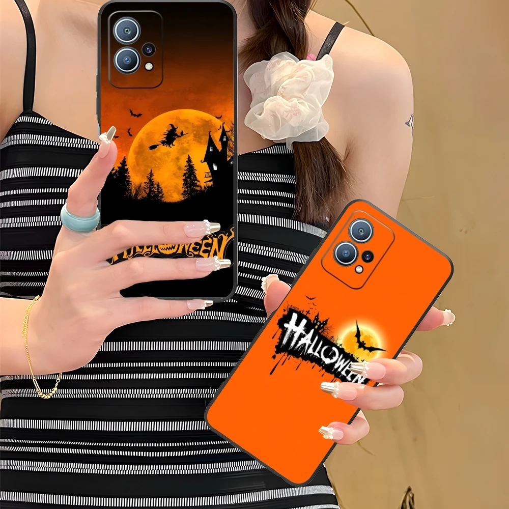 Хэллоуин Тыква Чехол для мобильного телефона Huawei P60 P50 P40 P30 P20 P10 P9 P8 Pro Lite Plus Черный