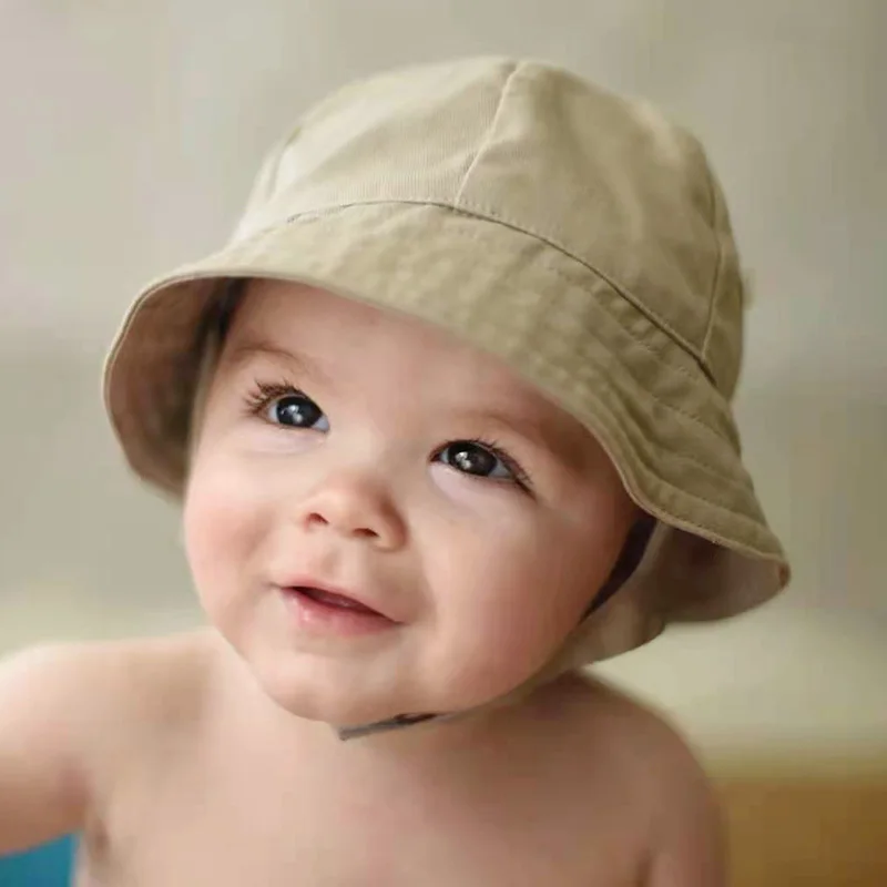 

2022 Newborn Baby Magic Tape Sun Hat Boys Girls Cap Children Panama Unisex Beach Girls Bucket Hats Infant Caps UV Protection
