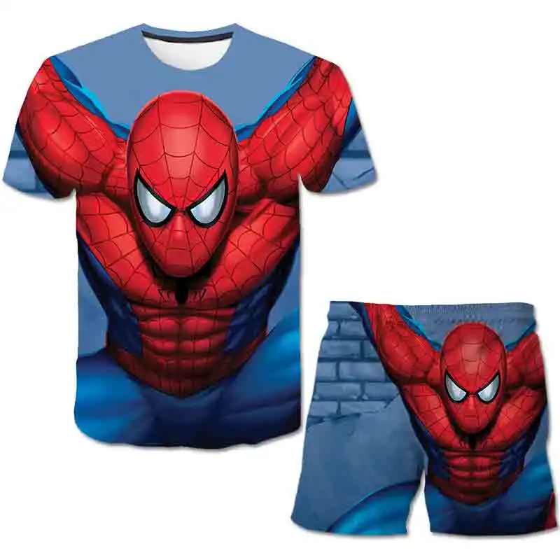 

4-14 Years Old Children's Clothing Boys Superhero Short Sleeve Mαrvel- Spidermαn T-Shirt Kids Suit Kids Boys 3D Printing Suit