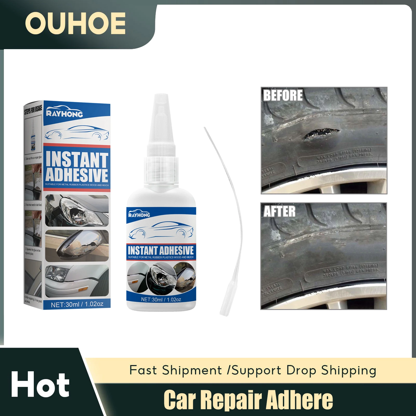 

Strong Super Glue Leather Seat Repairing Agent Automotive Interior Plastic Parts Refurbishment Waterproof Quick Dry Glues 30ml