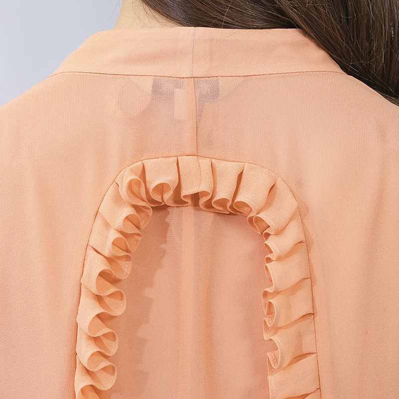 100% шелковый прямой тренчкот с запахом V-образным вырезом и длинными рукавами