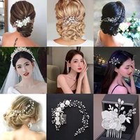 elegant women jewelry bride hair bridal crystal pearl flower hair clip floral comb bridesmaid wedding hair accessories barrette