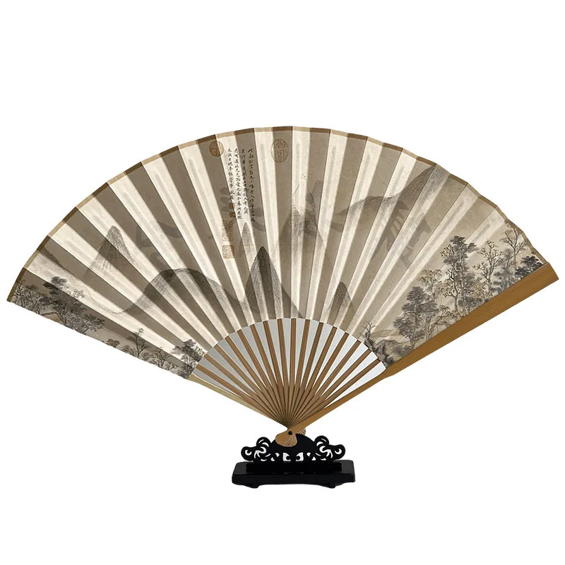 

Jade Bamboo Folding Fan Classical Folding Fan Fan Folding Fan Archaic Folding Fan Chinese Style Han Costume Folding Fan for Men