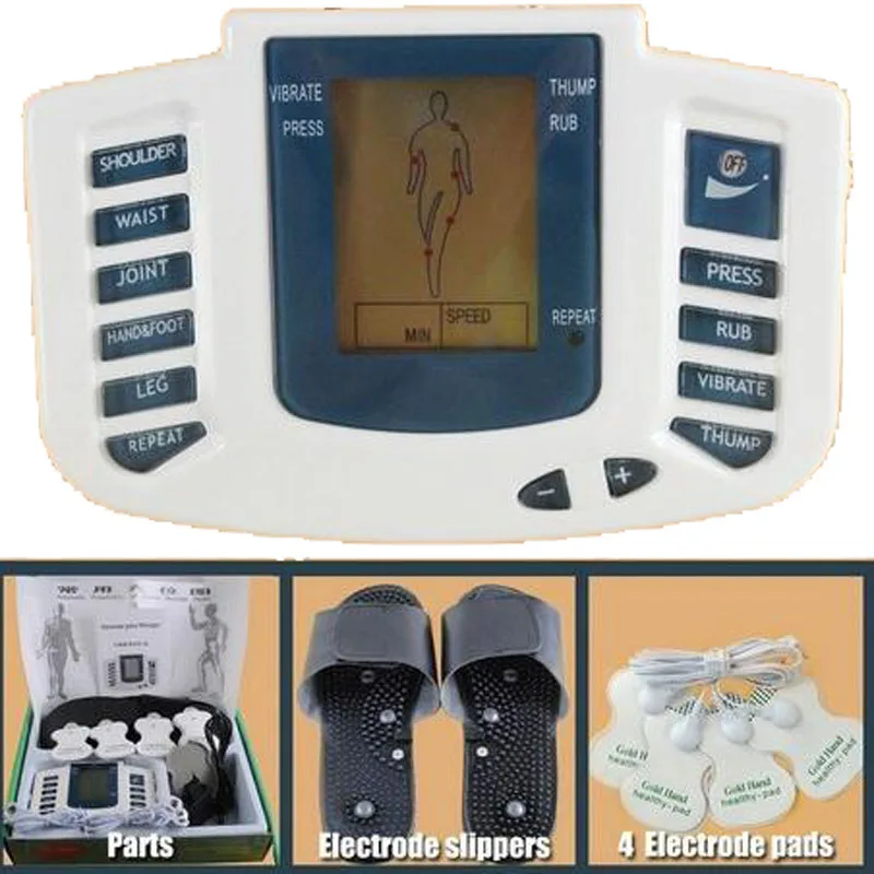 

JR309 EMS Tens Massager Unit + 16 Pads + Shoes Electrical Pulse Acupuncture Full Body Relax Muscle Therapy Massage Stimulator