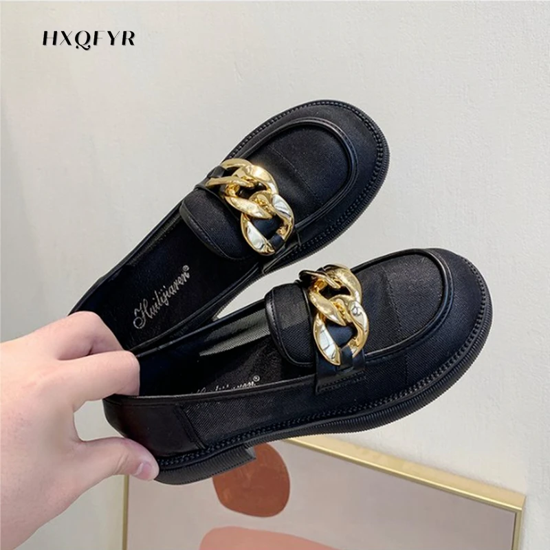 

Spring Autumn Women's Shoes Breathable Mesh Platform Shoes Round Head Comfortable Loafers Chain Women's Shoes Zapatos De Mujer