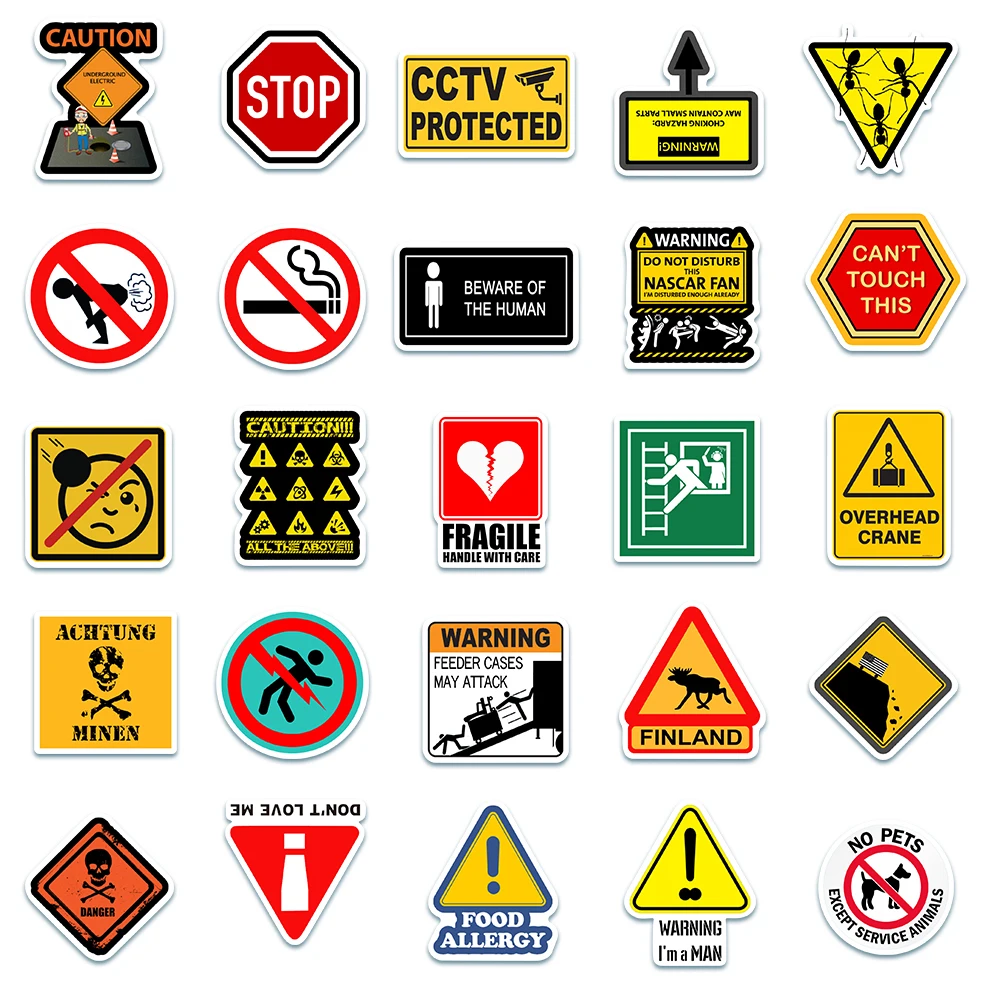 Забавные предупреждающие наклейки 10/20/50 шт. с надписью опасность Запрещение