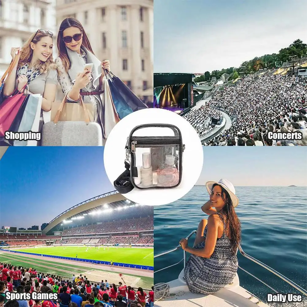 Clear Sling Crossbody Bag Portable Waterproof Purse Bag For Concerts Sports Events Festivals Prom Party