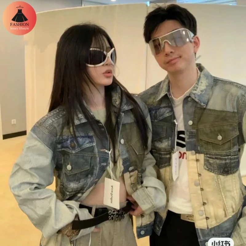 24SS тяжелая промышленная цифровая прямая инъекция 3D иллюзия лоскутная стираная