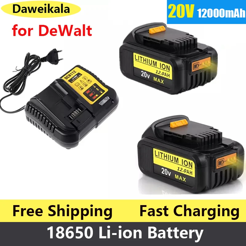 

2023 New 20V 12000mAh Max Battery Replacement Tool for DeWalt DCB184 DCB181 DCB182 DCB200 20V 5A 20 Volt 20V Battery + 3A Charge