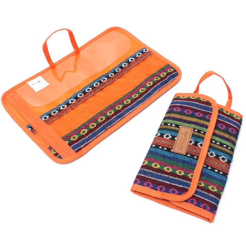 

Outdoor Tableware Bag Sensible Ethnic Style Picnic Portable Bag Camping Barbecue Accessories Storage Bag Chopsticks Bag Kitchen