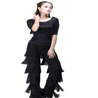 latin dance tassel trouser performance suit fringe professional clothes for women