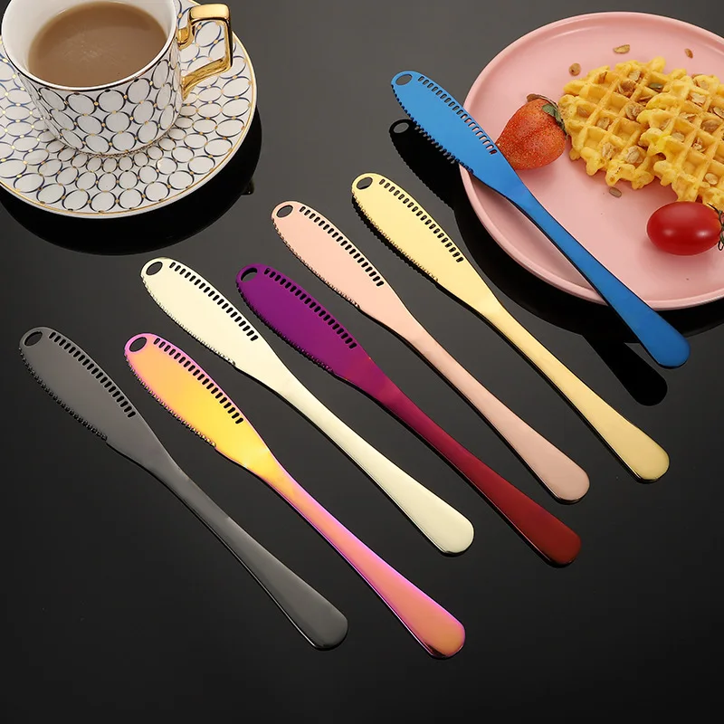 

Stainless Steel Butter Knife Holes Cheese Dessert Knife Cutlery Toast Wipe Cream Bread Cutter Tableware Kitchen Tools Jam Knife