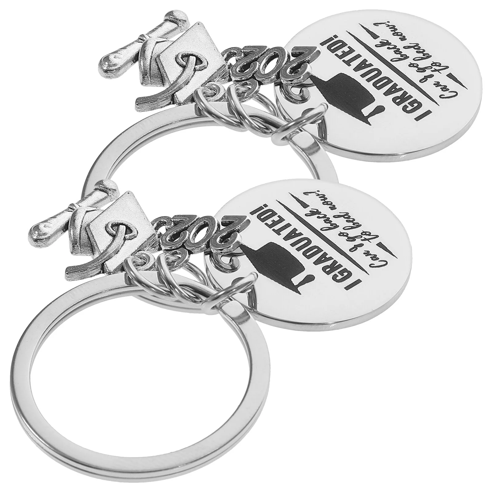 Encourage 2023 Grad Key Ring Metal Keychain Decor Graduation Gift Senior Stainless Steel