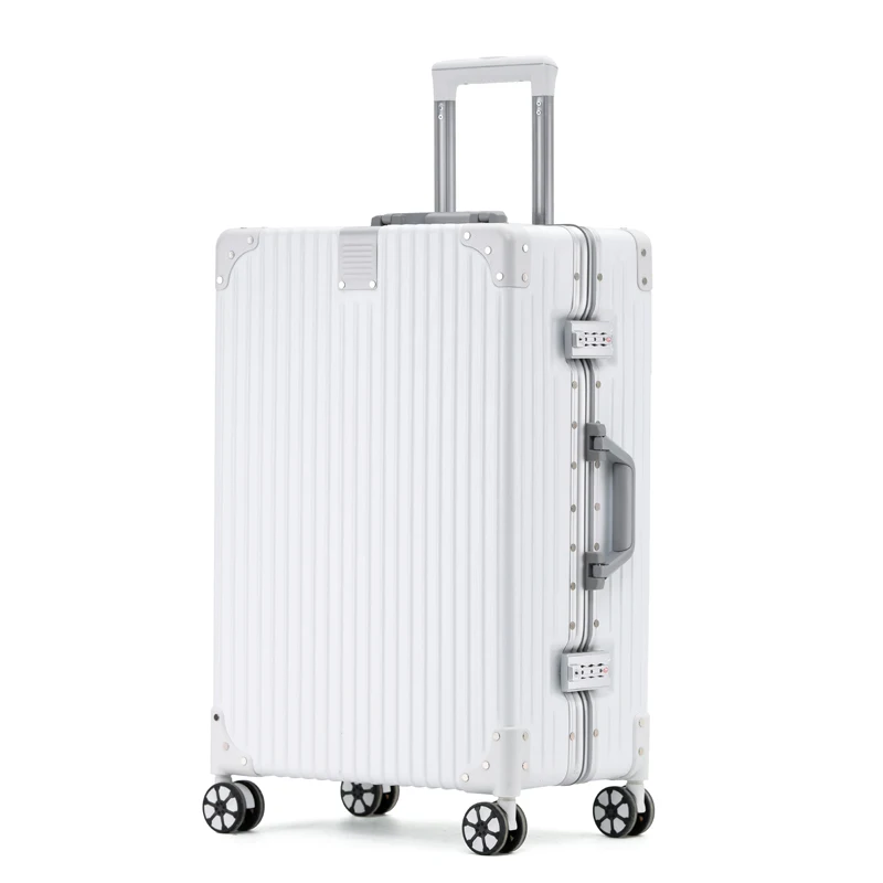 

2023 MOJY Factory Direct Sales Private Customization White Aluminium Designer Carry 20 Inch Travel Suitcases On Wheels Promotion