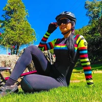 womens spring triathlon little monkey tight cycling jumpsuit long sleeve bicycle jersey sets riding running skinsuit mtb suit