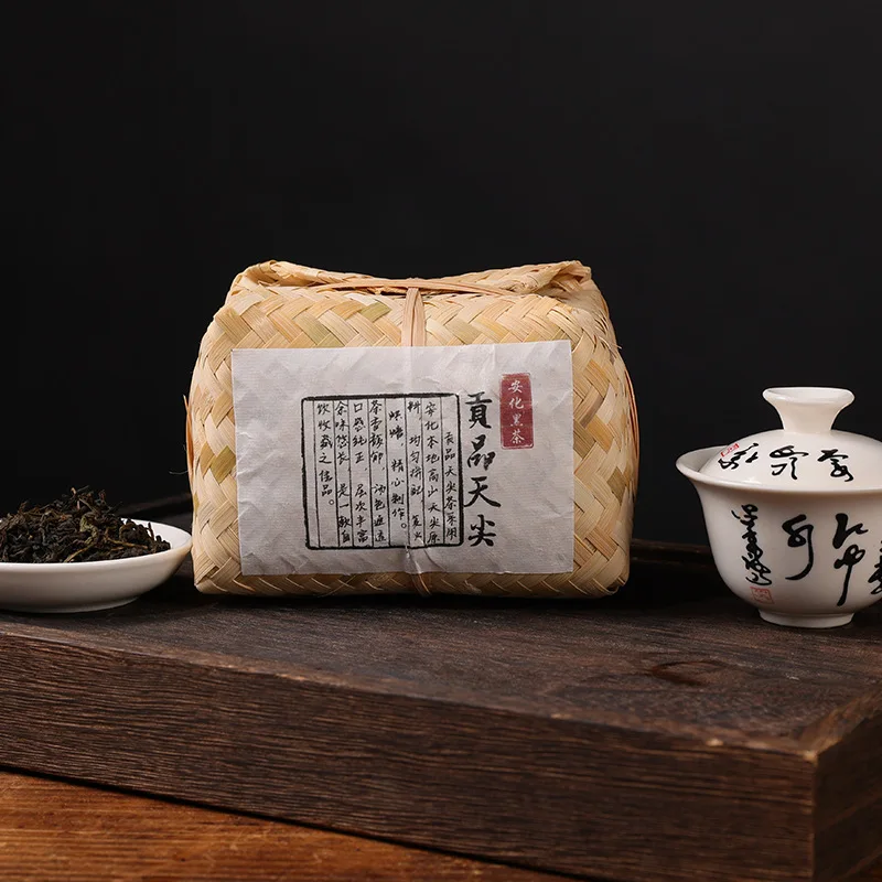 

Темный чай Хунань анхуа, черный чай тяньцзянь, бамбуковая корзина, трибут тяньцзянь, 500 г, старый красный чай, забота о здоровье, похудение