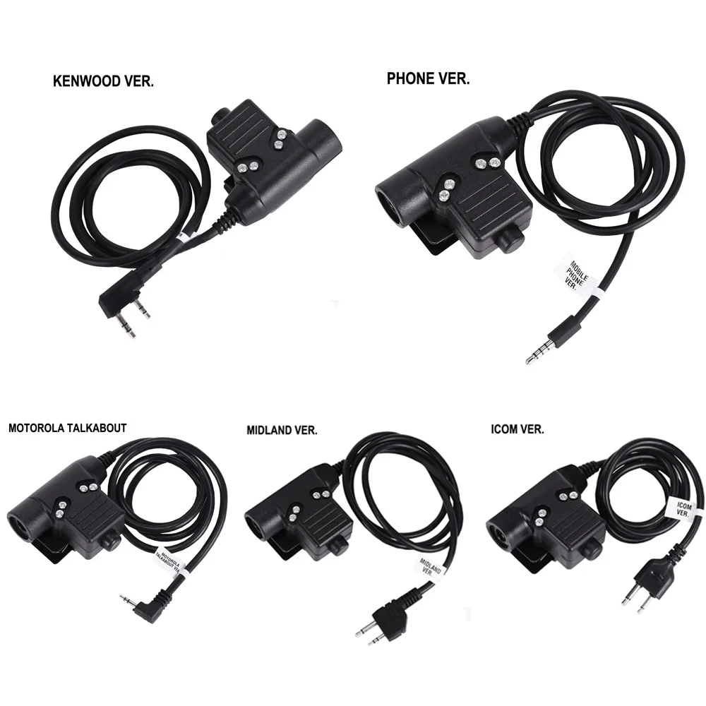

Tactical Headset U94 PTT Plug For Kenwood Icom Midland Motorola Walkie Talkie Baofeng UV-82 Radio Headphone Accessories