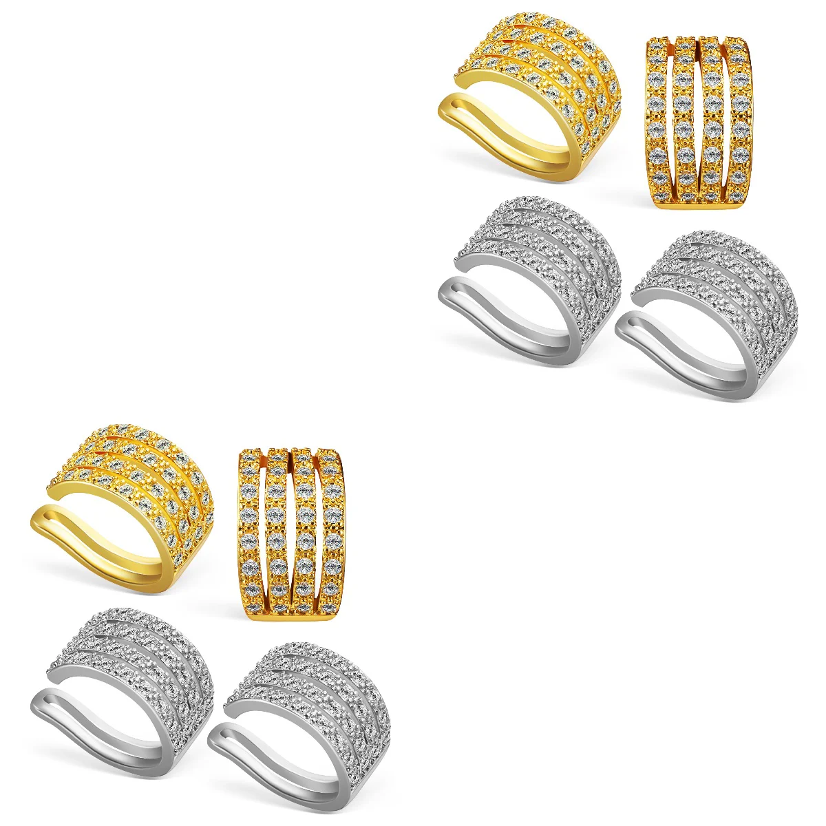 

8 Pcs Cuff Earrings Women Girls Sparkling Cubic Zirconia Ear Cuffs Non- Jewelry