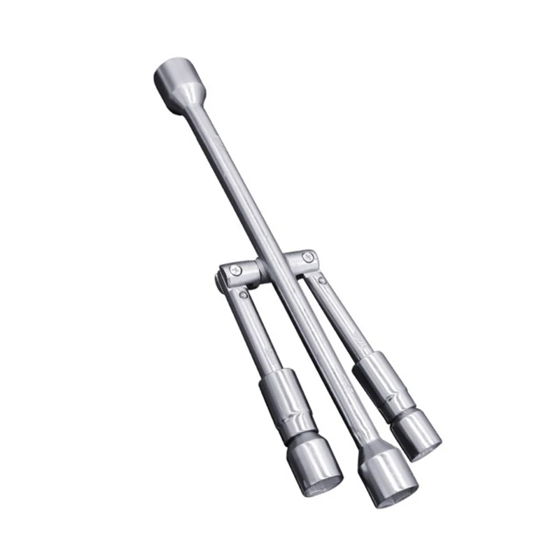 

Universal Folding Lug Wrench, 4-Way Cross Wrench with 17mm 19mm 21mm 23mm Socket High-strength Torque Lug Wrench