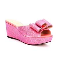 womens evening party comfy rhinestone leather for slippers pink spring 2022 summer platform silicone cake heel shoe