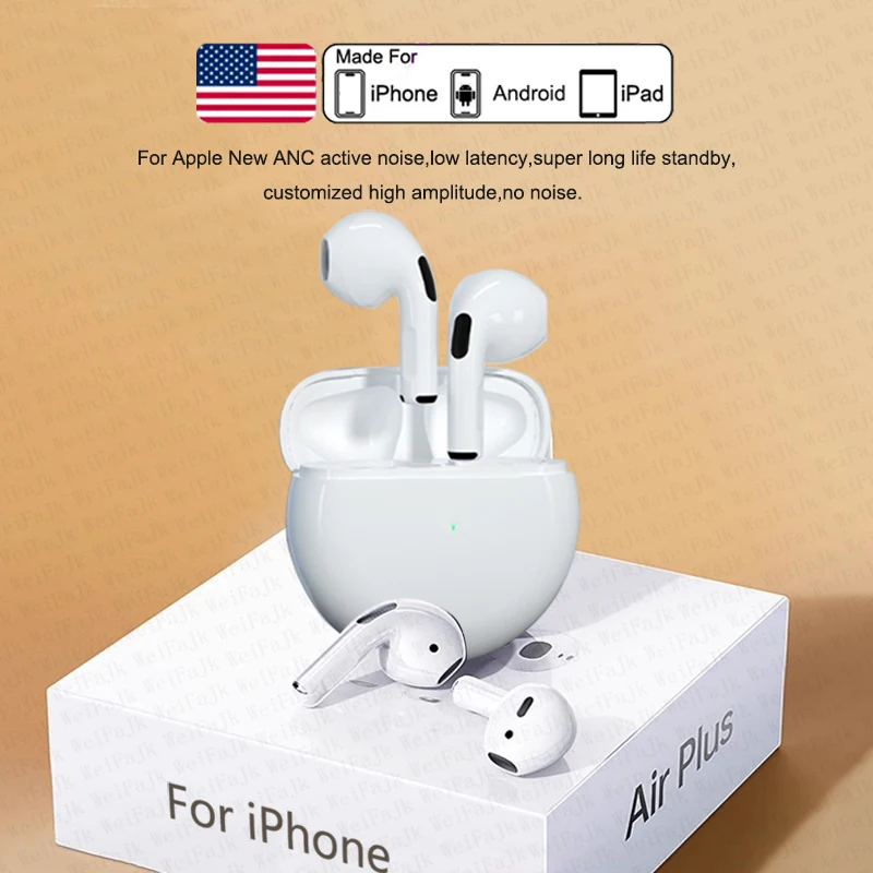 Фото Apple оригинальные Airpods Pro 6 TWS Max беспроводные Bluetooth-наушники-вкладыши гарнитура с шумоподавлением для наушников iPhone №1