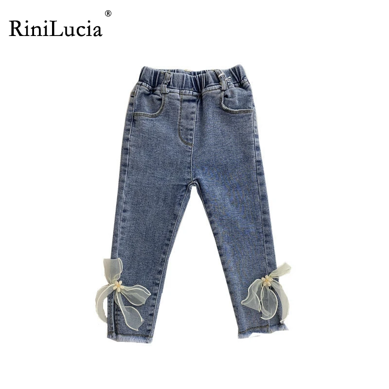 

RiniLucia Baby Girl Jeans Casual Pattern Jeans Girls High Waist Casual Style Kid Jeans Spring Autumn Denim Clothes For Girls