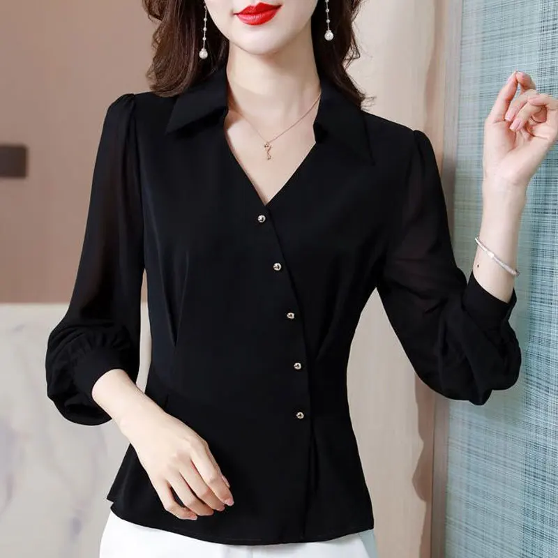 Офисная Женская однотонная блузка со складками на талии модная Асимметричная