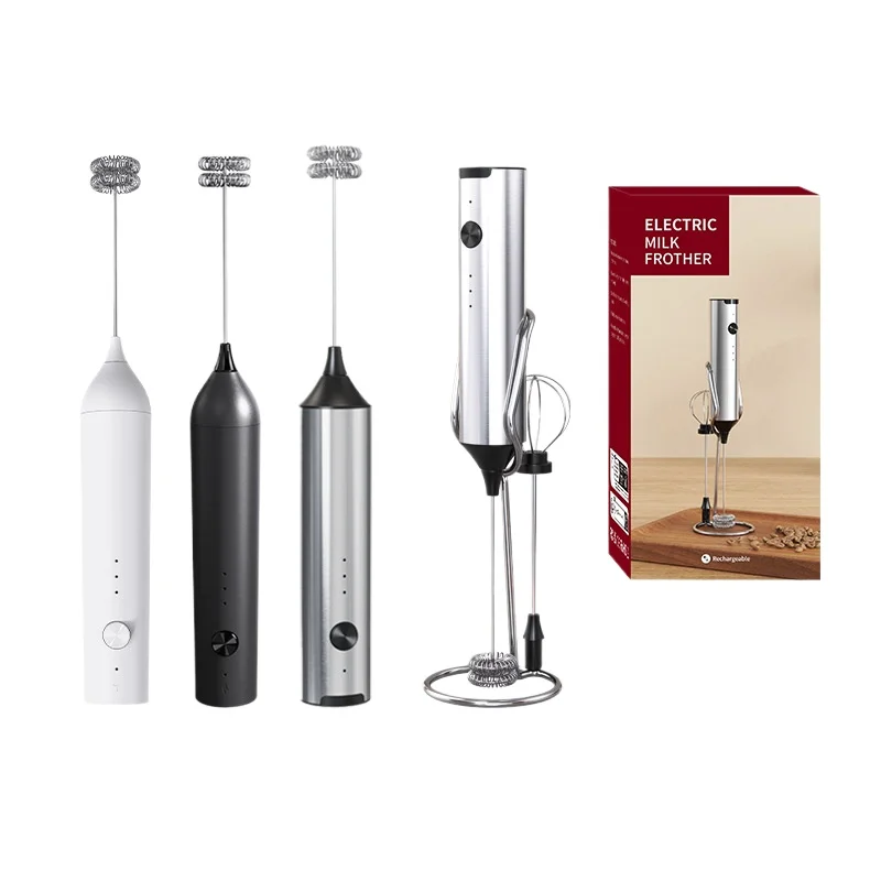 USB перезаряжаемый вспениватель молока 2 в 1 электрический венчик для взбивания