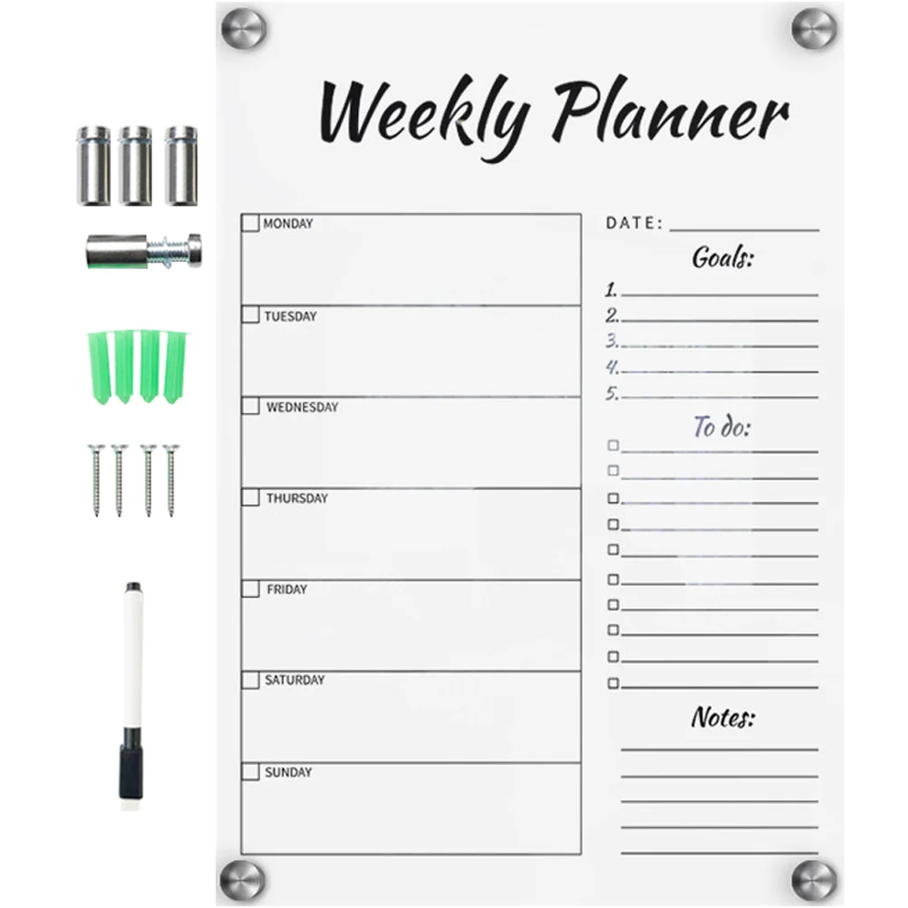 

Message Writing Board Practical Memo Weekly Plan Note Office Decore Refrigerator Acrylic School Student White Magnets