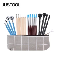 JUSTOOL 18 pcs Professional Polymer Clay Sculpting Tool Pottery Models Art Projects Set With Storage Bag For Make Paper Flowers