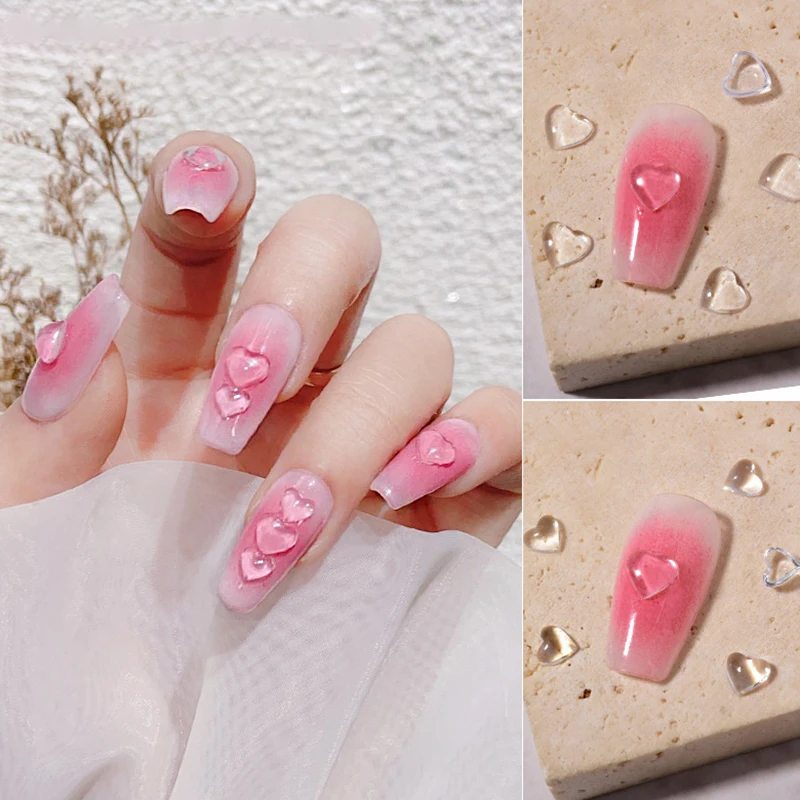 

100 шт./пакет Nail художественные талисманы Clear Flat Bottom Love орнамент Желейная Смола Бриллиантовая стерео щека-красный кристалл