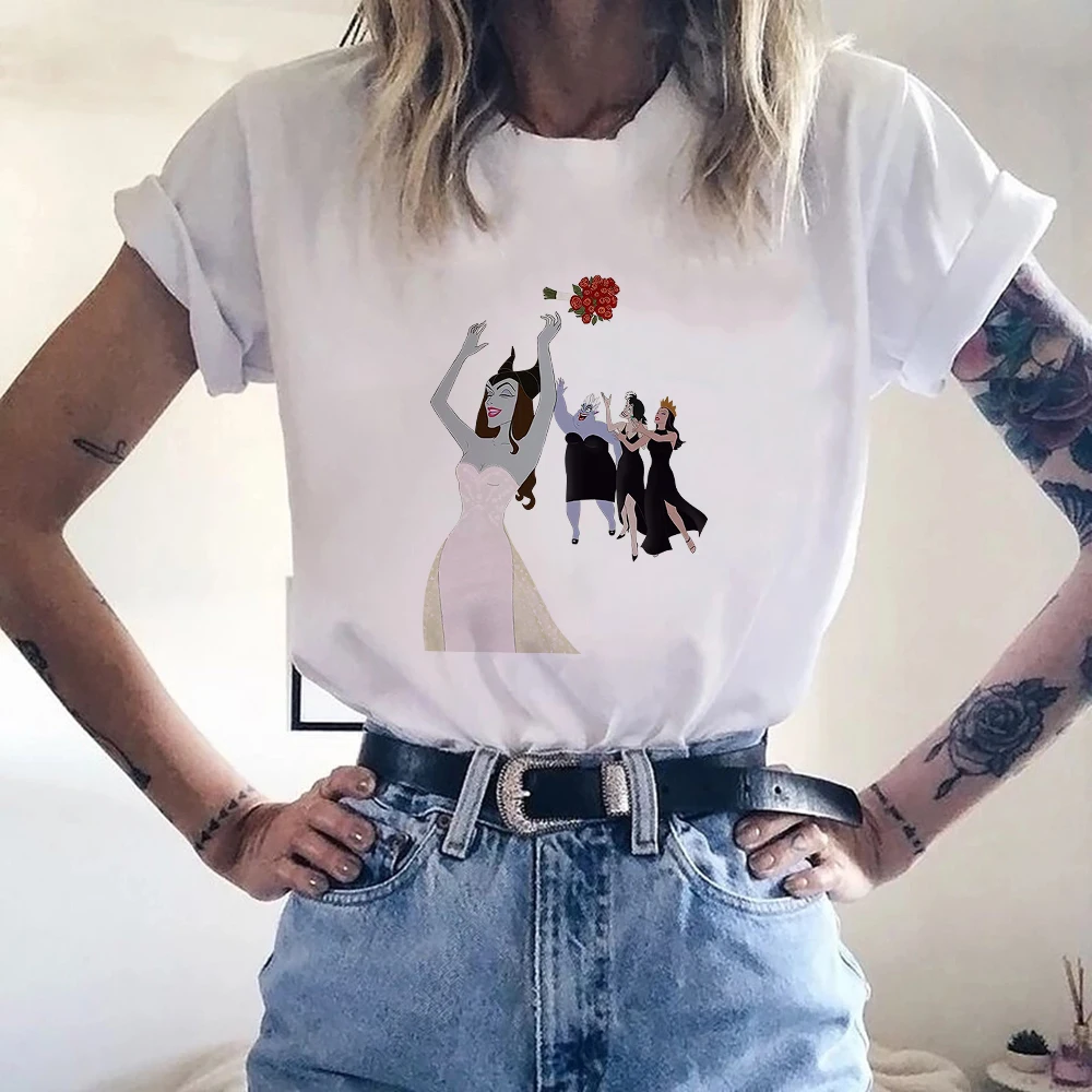 

Disney Villains Graphic Printing T-Shirt Fashion Lady Top Summer Short Sleeve Comfort T Shirt Women Harajuku Female Tee Dropship