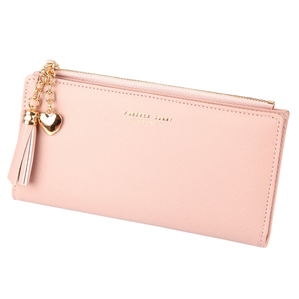 Fashion Long Wallet Slim Ladies Clutch High Quality Card Holder Buckle Tassel Leather Wallet
