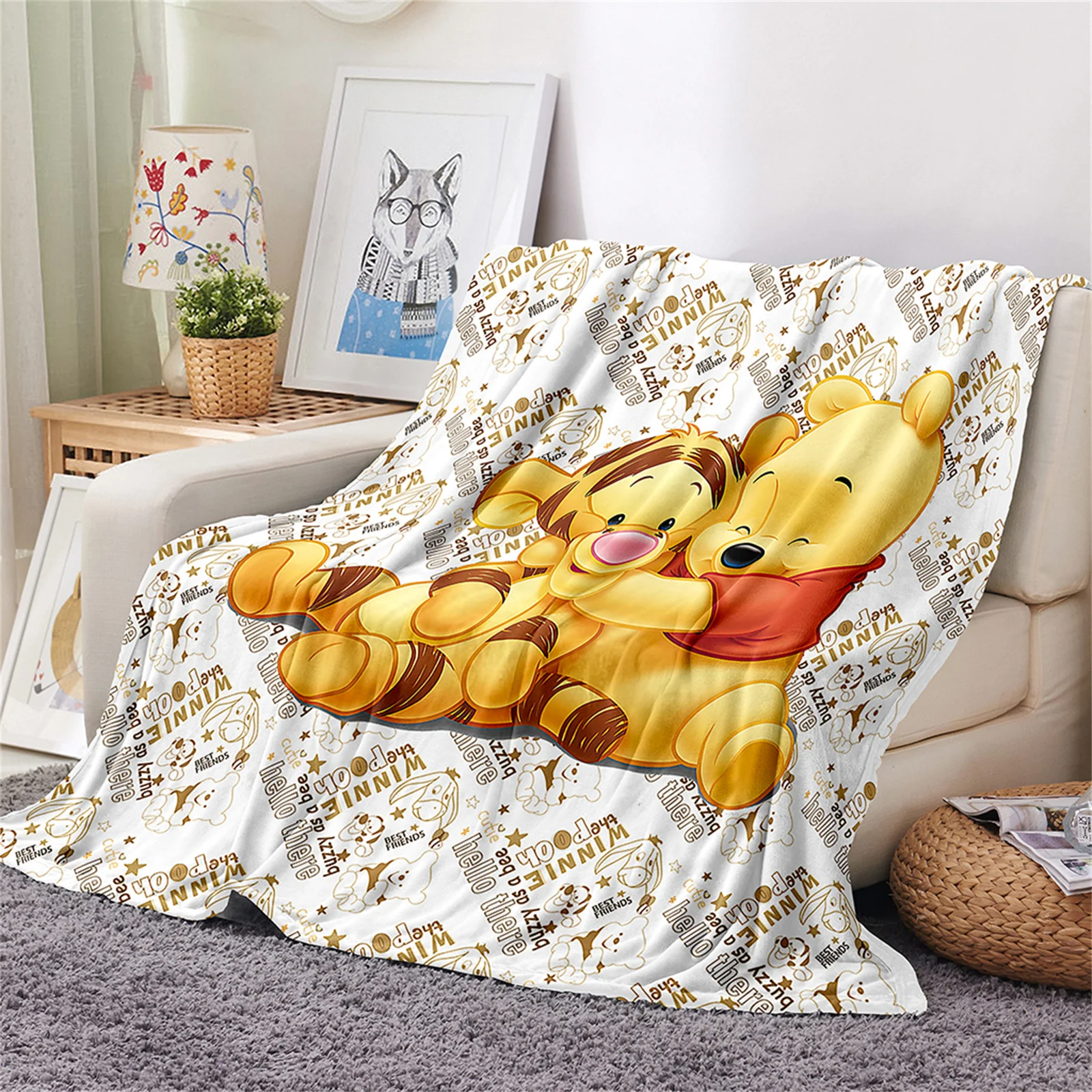 

Одеяло Фланелевое детское с 3d рисунком медведя из мультфильма