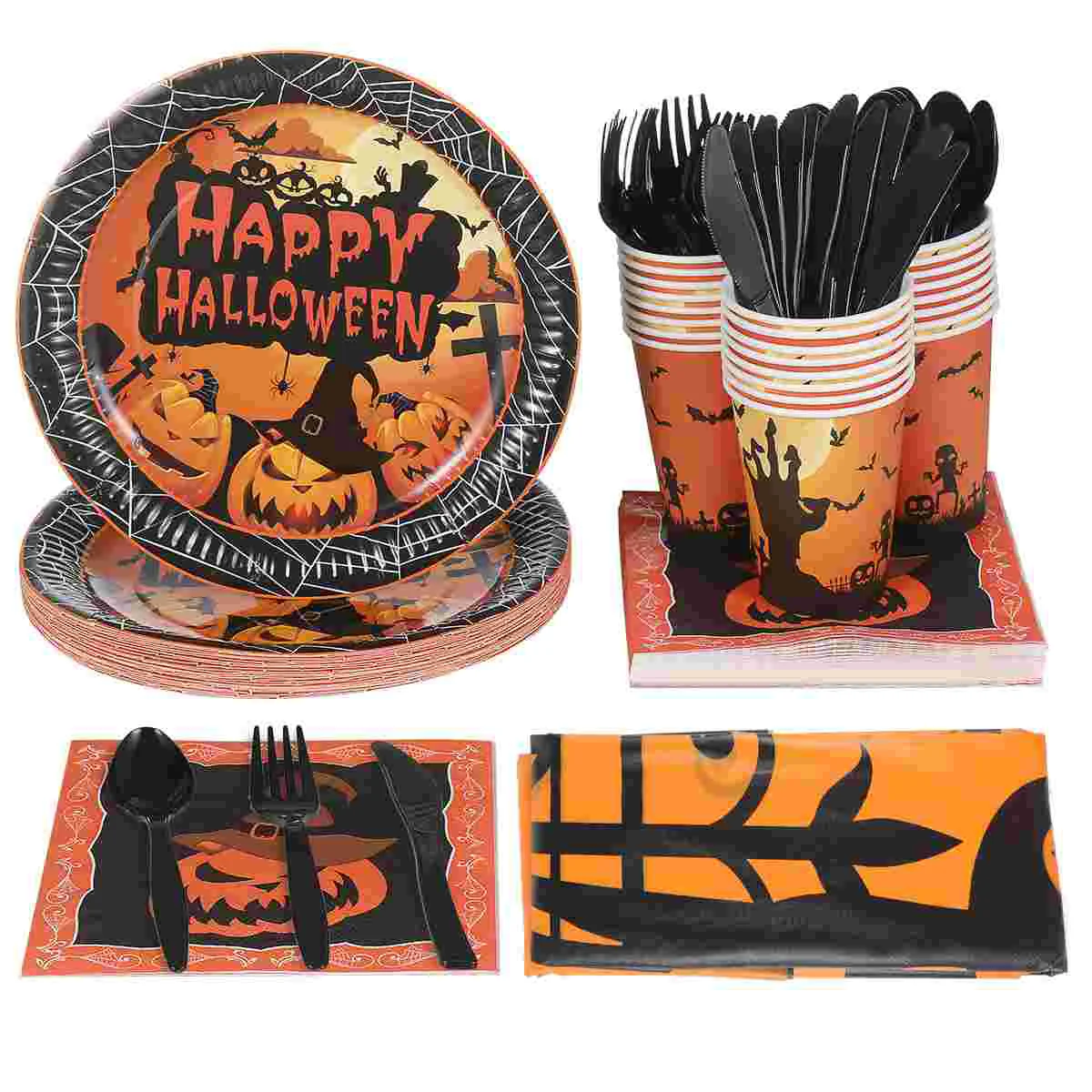 

Tableware Set Partynapkins Paper Plates Tablecloth Cutlery Cupguest 24 Plate Disposable Supplies Decoration