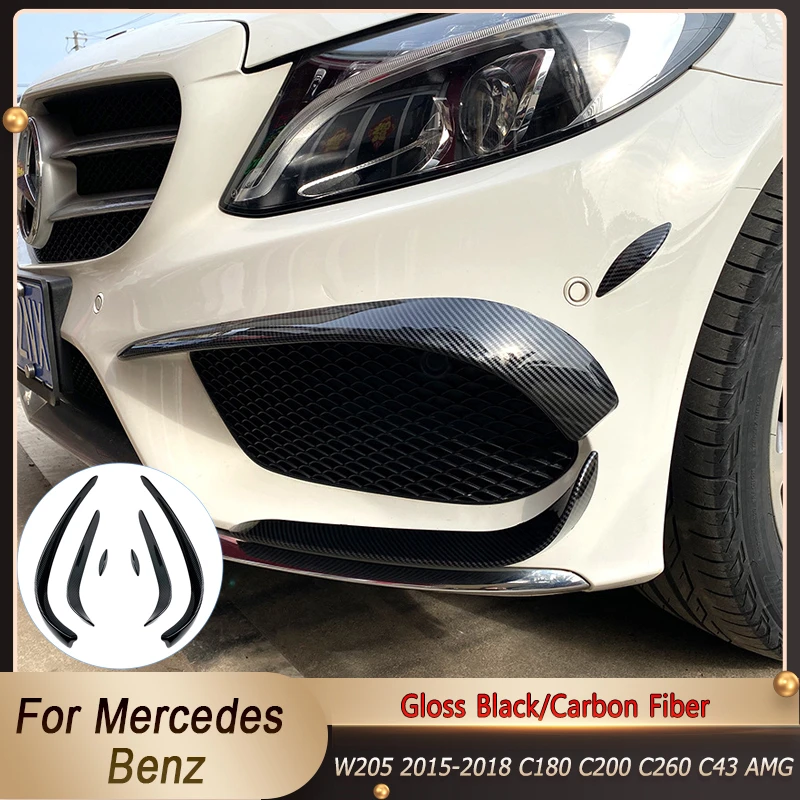 

Car Front Fog Lamp Grill Grille Decorative Covers Stickers For Mercedes Benz C Class W205 2015-2018 C180 C200 C260 C43 AMG
