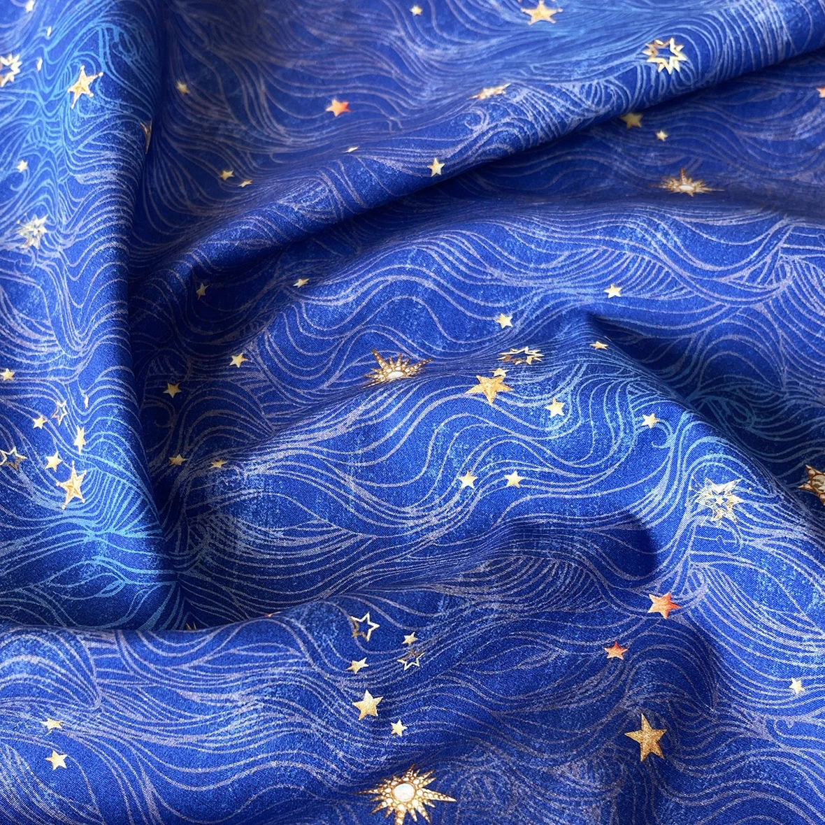 45*145cm 100% Cotton Blue Galaxy Star Print 60s Poplin Fabric DIY Sew Material Garment Dress Home Textile Table Cloth Boho Decor