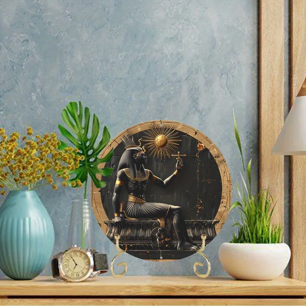 Круглый алюминиевый плоский знак египетская фигурка Фараона на тему идеально