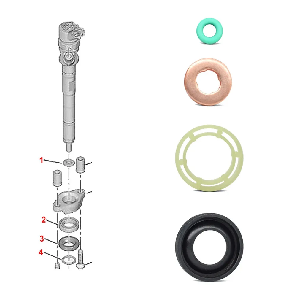 

16pcs Washers Seal O Ring Protector For Ford C-MAX Berlingo 1.6HDI Diesel Injector Seal Washer O-Ring Kit 1314368 1233683