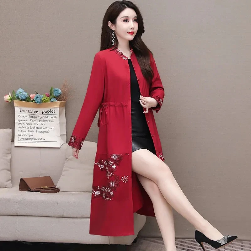 Женский Тонкий тренчкот с воротником-стойкой свободная однотонная ветровка