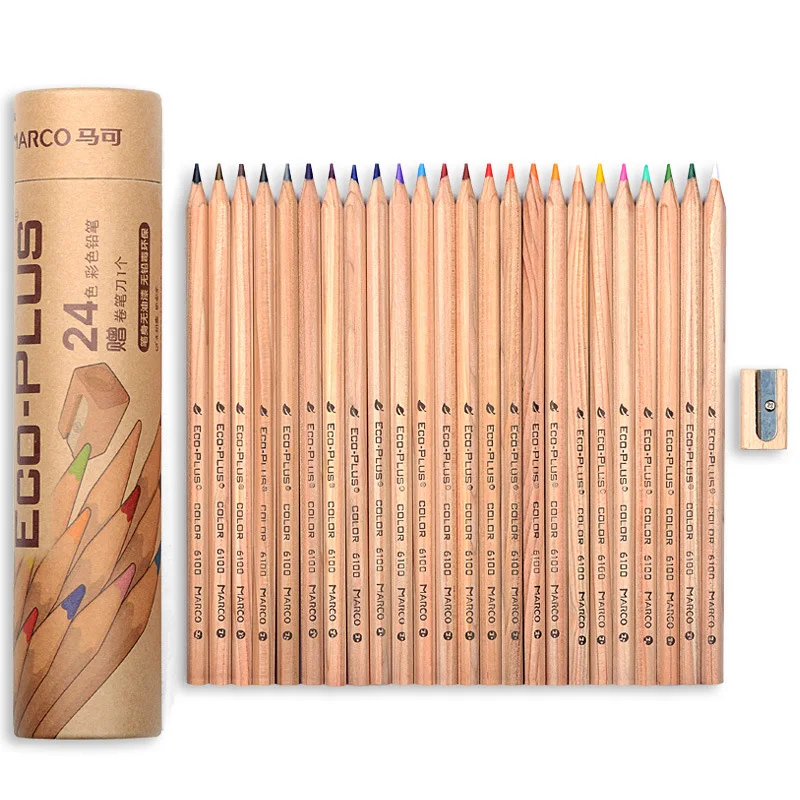 Log Color Lead Children's Students Professional Art Painting 24-color Oily Barrel Pencils Bold Color Core Strokes Delicate